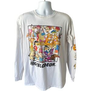 Nickelodeon 90s Cartoons All-Stars Long Sleeve Graphic Tee White L